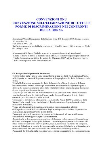 convenzioni onu convenzione sull'eliminazione di tutte le forme di ...