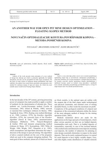 AN ANOTHER WAY FOR OPEN PIT MINE DESIGN OPTIMIZATION ...