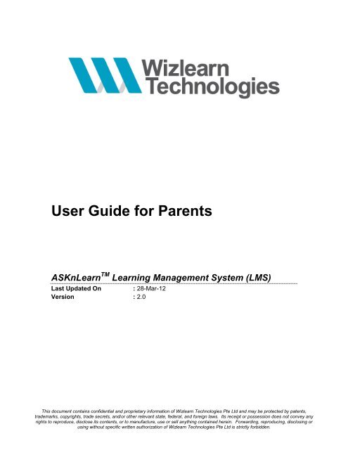 Parent's Guide - ASKnLearn - Wizlearn Technologies