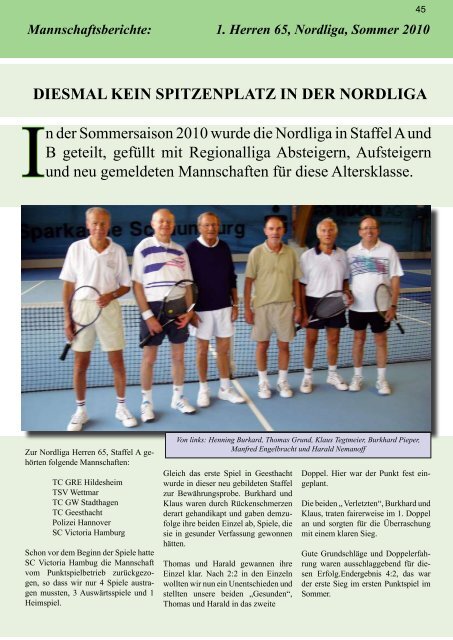 Clubnachrichten 2010 - Tennisclub Grün-Weiß Stadthagen e.V.