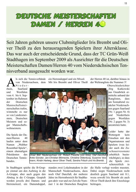 Clubnachrichten 2010 - Tennisclub Grün-Weiß Stadthagen e.V.