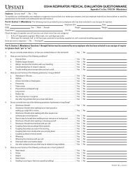 OSHA RESPIRATOR MEDICAL EVALUATION QUESTIONNAIRE