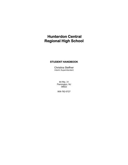 STUDENT HANDBOOK - Hunterdon Central Regional High School