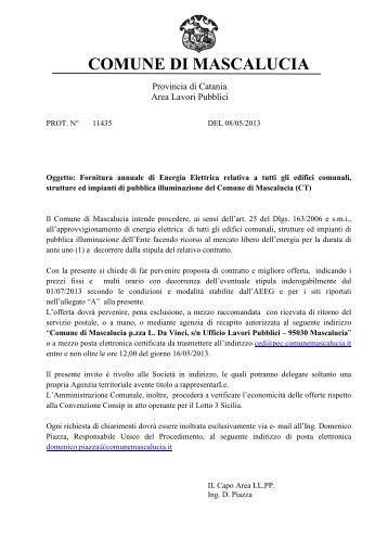 LETTERA INVITO FORNITURA 2013x.pdf - Comune di Mascalucia