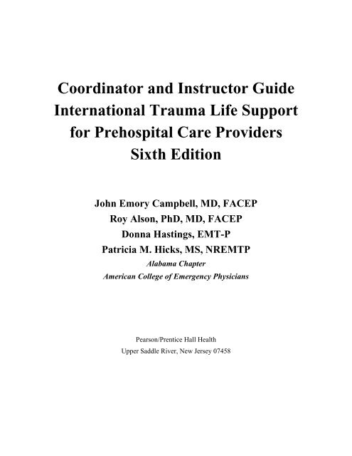 Coordinator and Instructor Guide International Trauma Life Support ...