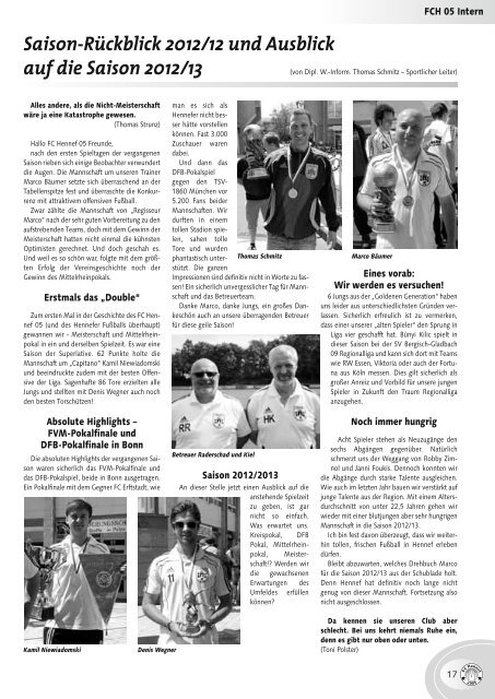 05er Magazin - beim FC Hennef 05