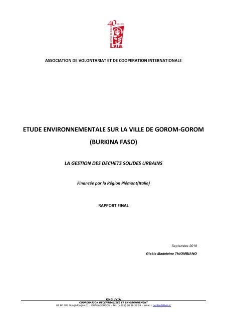 ETUDE ENVIRONNEMENTALE SUR LA VILLE DE GOROM ... - Lvia