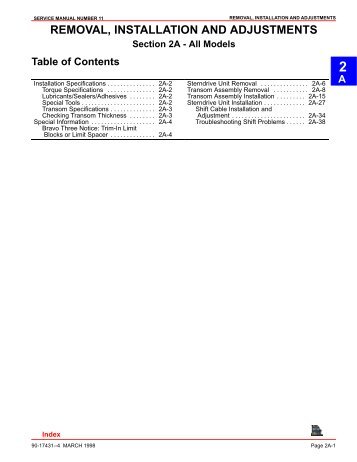 Service Manual Number 11 Removal Installation And Adjustments