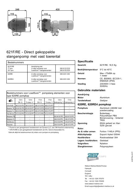 621F/RE - Direct gekoppelde slangenpomp met ... - Watson-Marlow