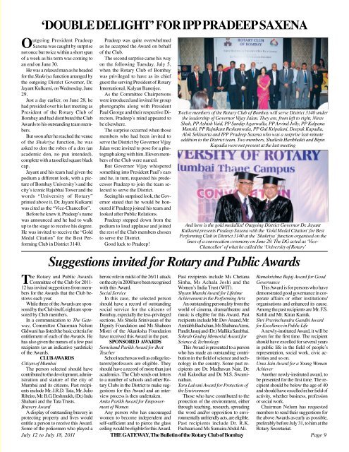 Gateway 120711.pmd - Rotary Club of Bombay