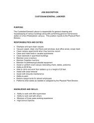 JOB DESCRIPTION CUSTODIAN/GENERAL LABORER PURPOSE ...