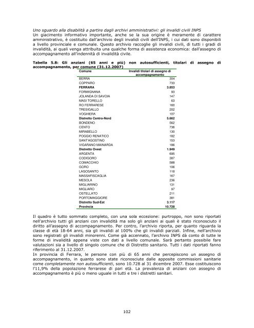 Profilo di comunitÃ  - Azienda USL di Ferrara