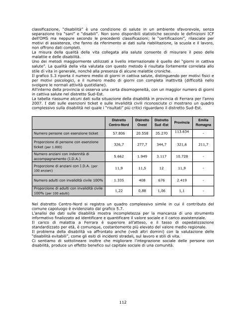 Profilo di comunitÃ  - Azienda USL di Ferrara