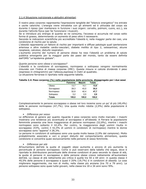 Profilo di comunitÃ  - Azienda USL di Ferrara