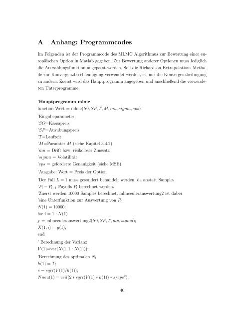 Multilevel Monte-Carlo Simulationsverfahren mit ... - G-CSC Home