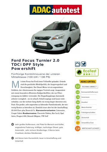 Ford Focus Turnier 2.0 TDCi DPF Style Powershift - ADAC