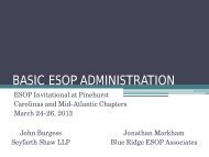 BASIC ESOP ADMINISTRATION - The ESOP Association