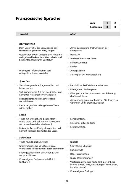 Lehrplan Sek P - Kantonsschule Olten