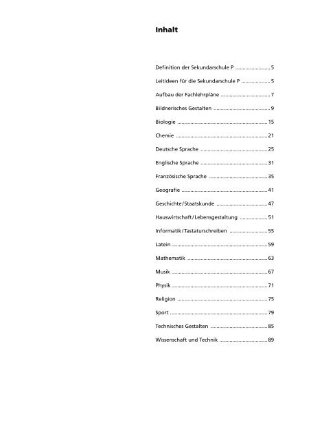 Lehrplan Sek P - Kantonsschule Olten