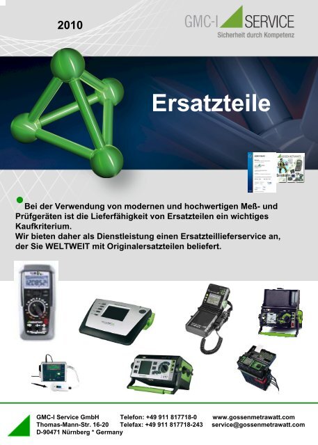 Ersatzteile Schreiber - GMC-I Service GmbH