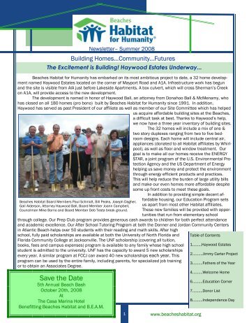 Summer Newsletter - Beaches Habitat for Humanity