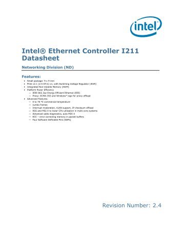 IntelÂ® Ethernet Controller I211 Datasheet