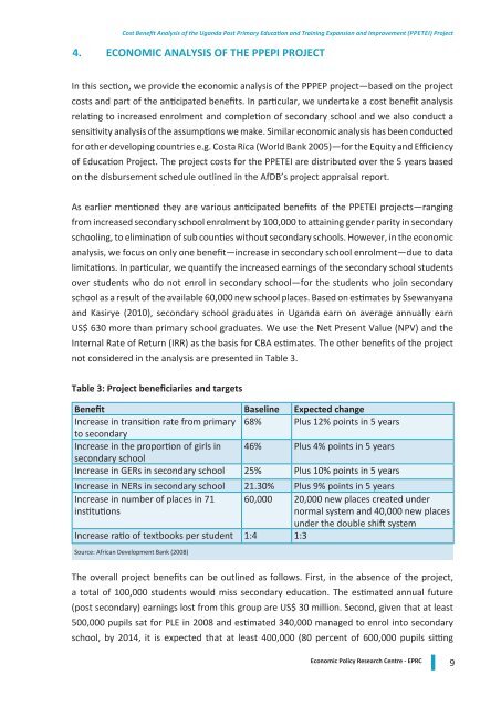 CoSt BENEfIt ANAlySIS of tHE UgANdA PoSt PRImARy EdUCAtIoN ...