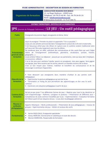 Descriptif dÃ©taillÃ© JPS Le Jeu Un Outil pÃ©dagogique - Centre Jean ...