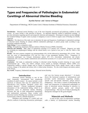 Types and Frequencies of Pathologies in Endometrial Curettings of ...