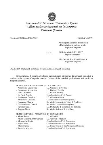 Prot. n. 9827 - Ufficio scolastico regionale per la Campania