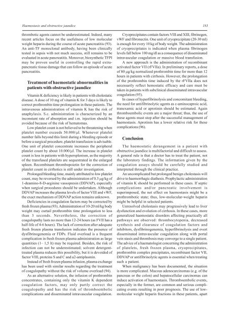 Haemostasis Impairment in Patients with Obstructive Jaundice