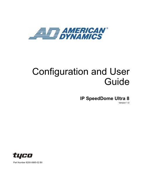 Configuration and User Guide - Tyco Security Products