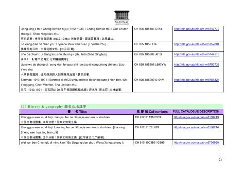 Chinese New Acquisitions List - National Library of Australia