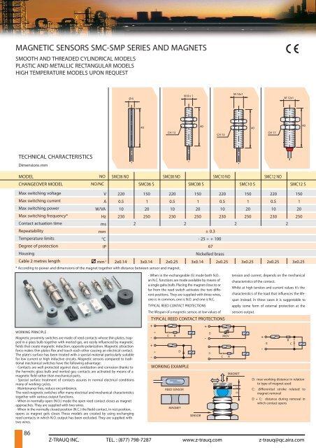 magnetic sensors smc-smp series and magnets - Tension 3 phases