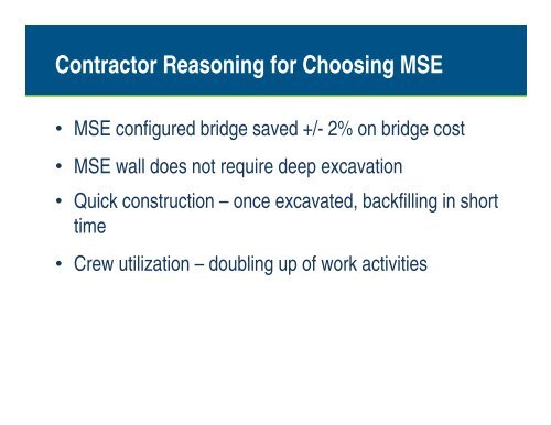 MSE Construction Methods in Part-Width Construction