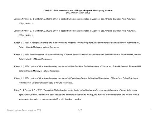 natural areas inventory - Niagara Peninsula Conservation Authority