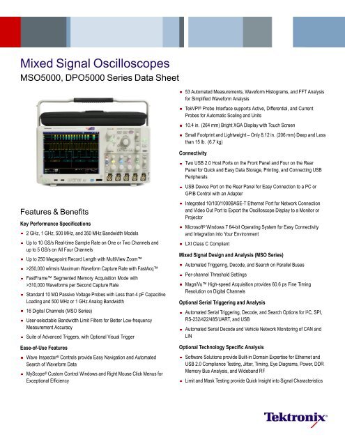 G) Tektronix scope spec sheet.pdf - MicroBooNE Document Database