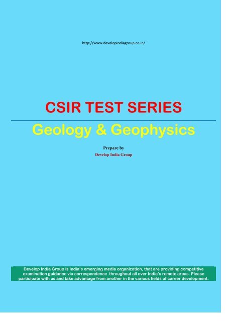 CSIR Test Series Geophysics Model Paper.pdf - developindiagroup ...