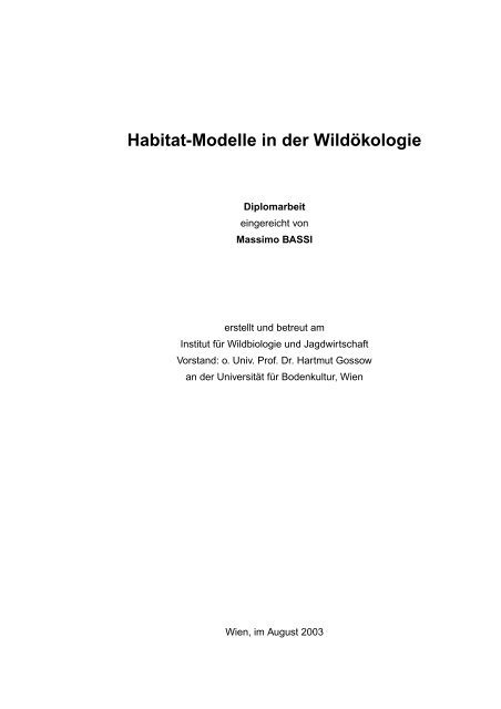 Habitat-Modelle in der WildÃ¶kologie - UniversitÃ© de Lausanne