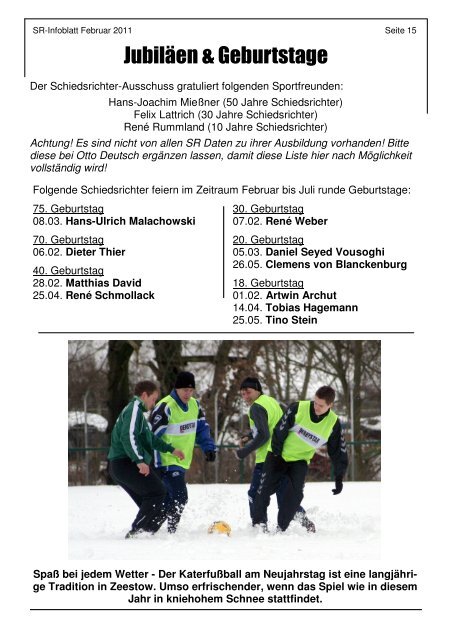 Mit der Trainingsgruppe fit ins Jahr 2011 - Schiedsrichter Havelland ...