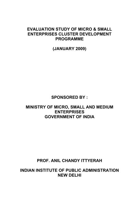 Evaluation Study MSE Cluster Development - Ministry of Micro ...