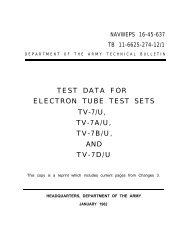 test data for electron tube test sets tv-7/u, tv-7a/u, tv-7b/u, and tv-7d/u