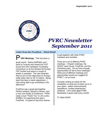 PVRC Newsletter September 2011