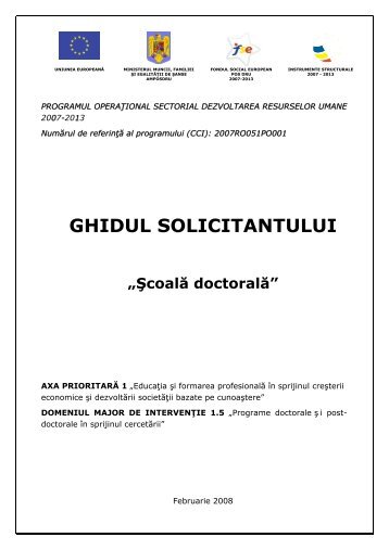 GHIDUL SOLICITANTULUI - Fonduri Europene Nerambursabile