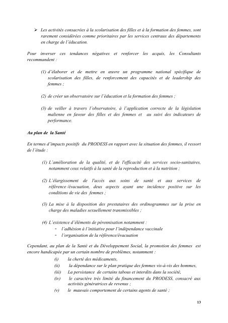 programmes decennaux sur les conditions de vie des ... - RECOFEM