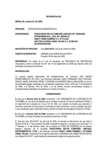 Decisión 02 por medio de la cual se - Inicio