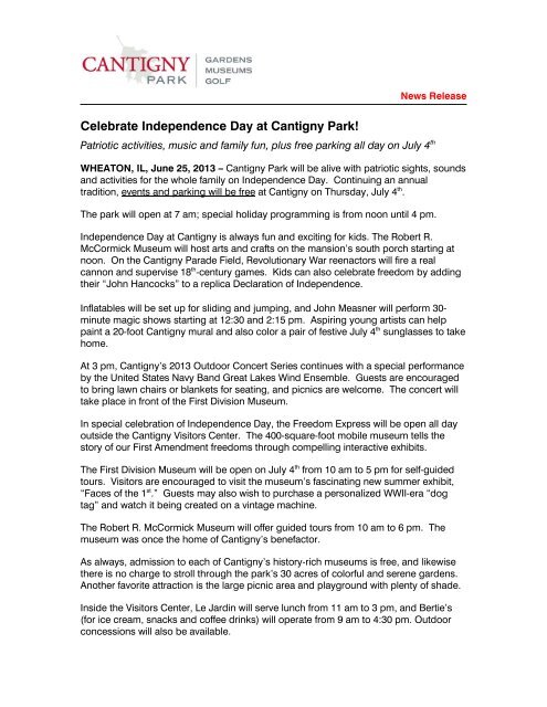 Celebrate Independence Day at Cantigny Park!