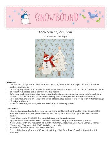 Snowbound Block Four - Bunny Hill Designs