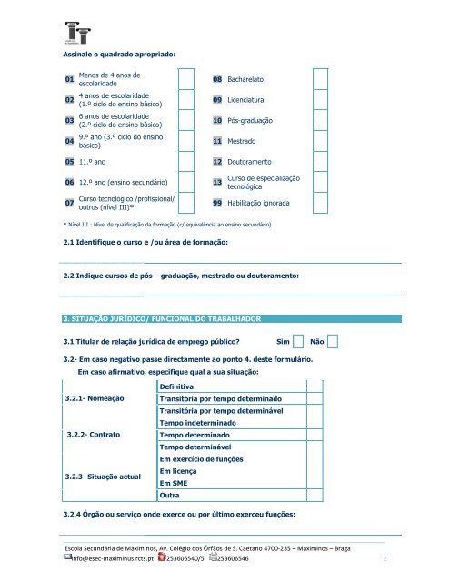 FormulÃ¡rio de Candidatura - Agrupamento de Escolas de Maximinos