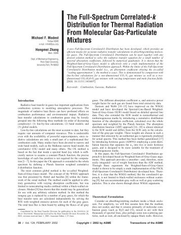 The Full-Spectrum Correlated-k Distribution for Thermal Radiation ...